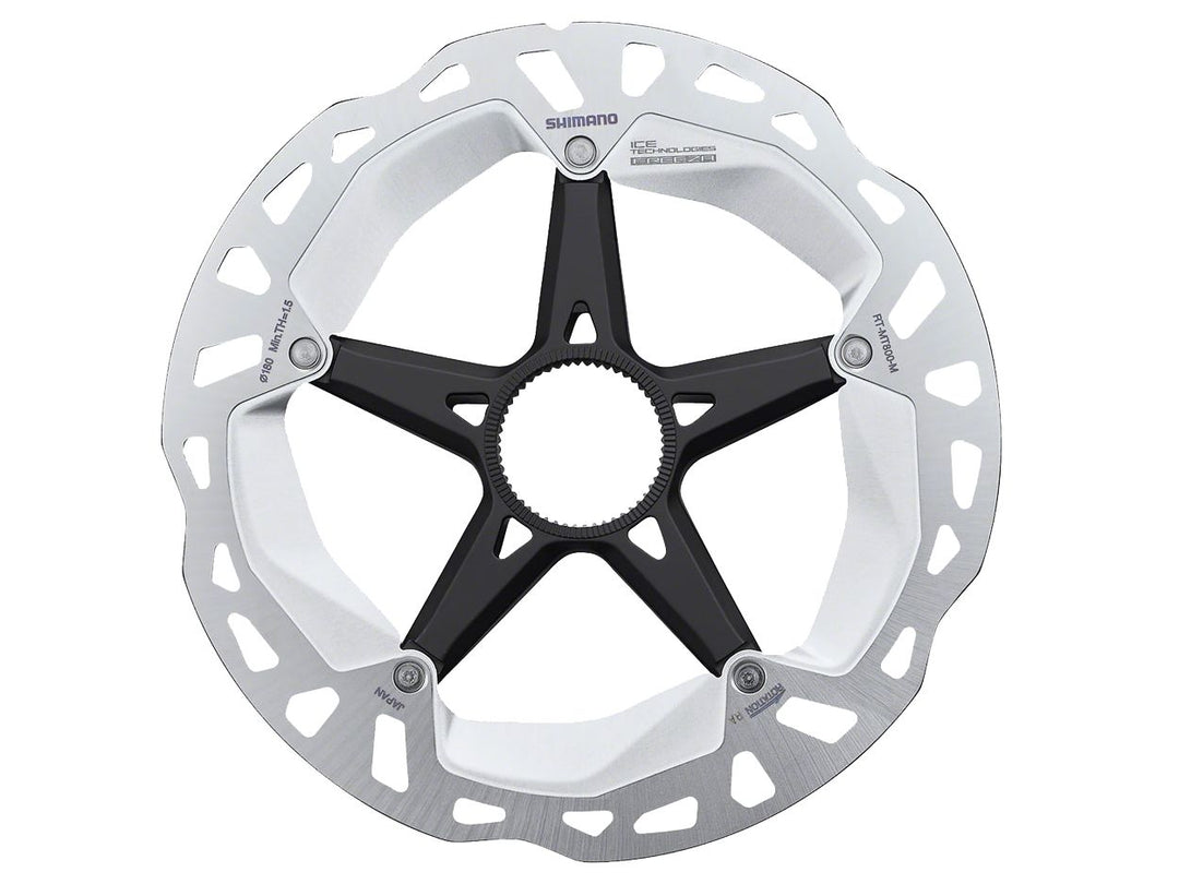 Disc Rotor Shimano Shimano Deore XT RT-MT800-M Disc Brake Rotor External Lockring - 180mm Center Lock Silver/BLK Light Gray