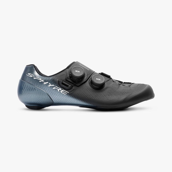 Black cycling shoe with 'S-Phyre' branding on a white background