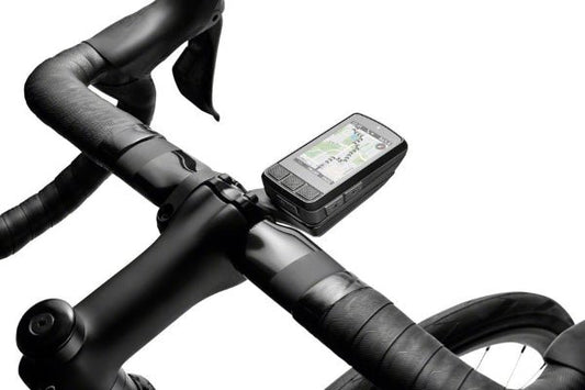Bicycle handlebar with a GPS device on a white background