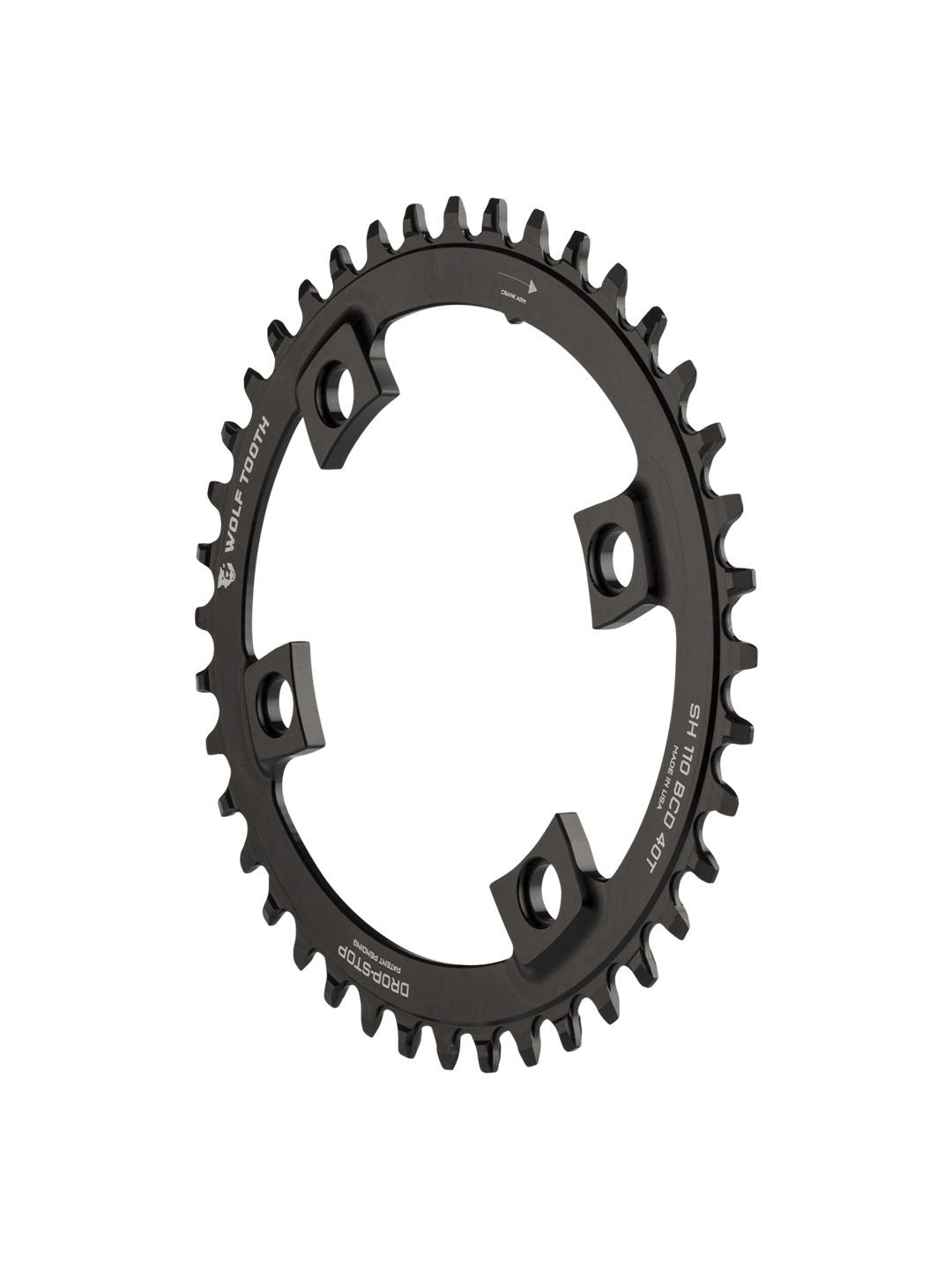 Chainrings Wolf Tooth Wolf Tooth Elliptical Shimano 110 Asymmetric BCD Chainring - 42t 110 Asymmetric BCD 4-Bolt Drop-Stop For Shimano Cranks BLK Dark Slate Gray