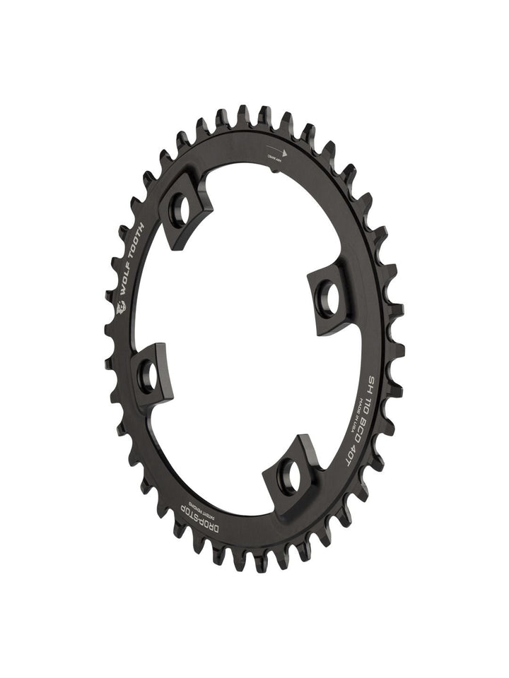 Chainrings Wolf Tooth Wolf Tooth Elliptical Shimano 110 Asymmetric BCD Chainring - 42t 110 Asymmetric BCD 4-Bolt Drop-Stop For Shimano Cranks BLK Dark Slate Gray