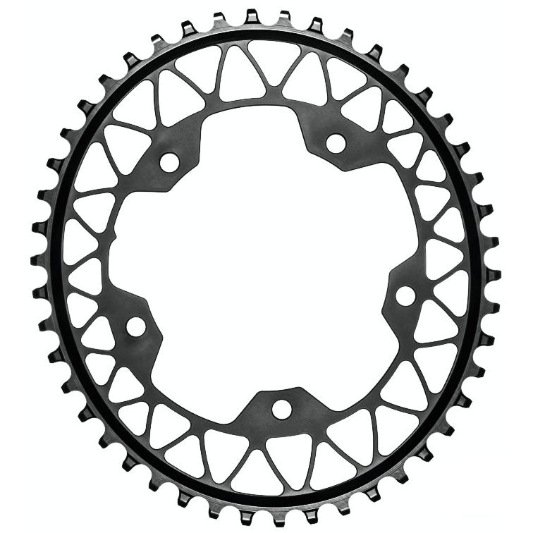 Chainrings Absolute Black absoluteBLACK Oval 110 BCD Gravel Chainring - 48t 110 BCD 5-Bolt Narrow-Wide BLK Dark Slate Gray