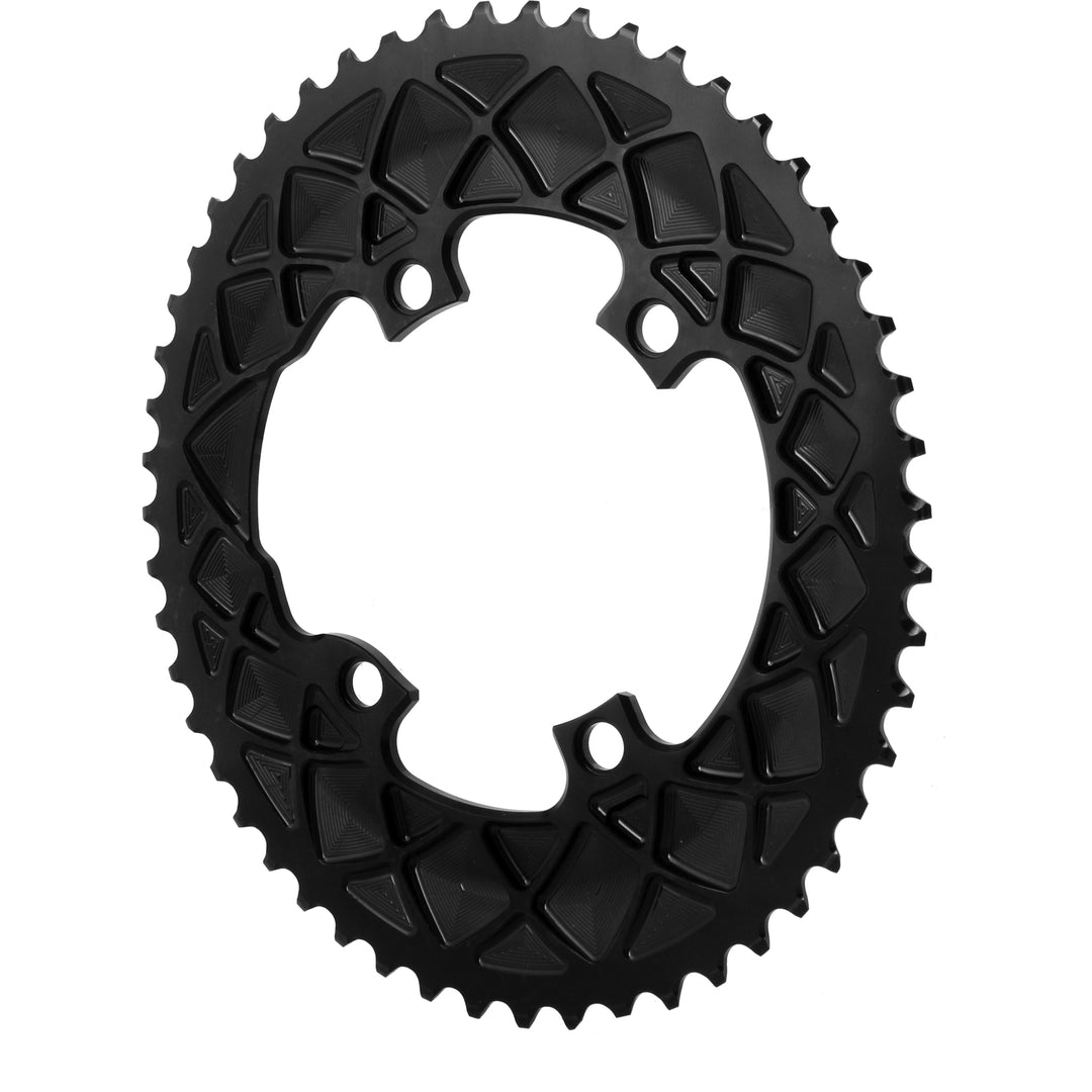 Chainrings Absolute Black absoluteBLACK Premium Oval 110 BCD Road Outer Chainring Shimano Dura-Ace 9100 - 52t 110 Shimano Asymmetric BCD 4-Bolt BLK Black