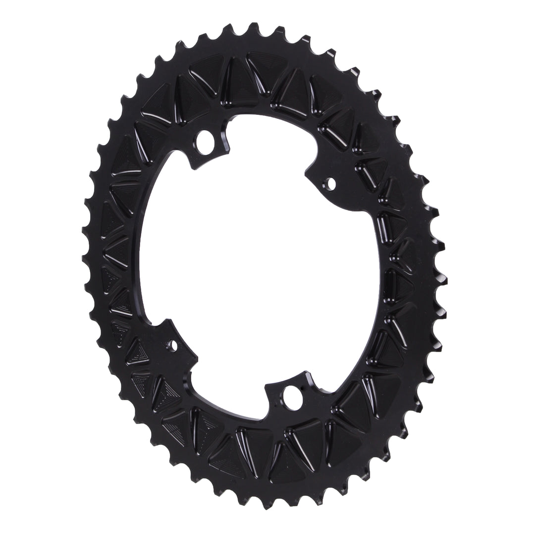 Chainrings Absolute Black absoluteBLACK Premium Sub-Compact Oval 110 BCD Road Outer Chainring - 46t 110 Shimano Asymmetric BCD 4-Bolt BLK Dark Slate Gray