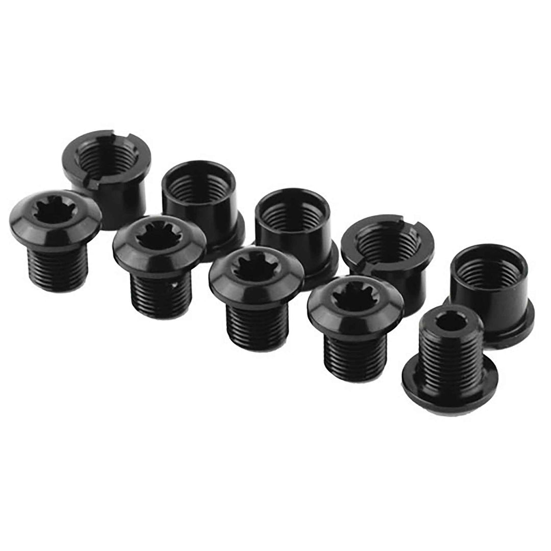 Chainring Bolts and Hardware Absolute Black absoluteBLACK Chainring Bolt Set - Long Bolts and Nuts Set of 5 Black Dark Slate Gray