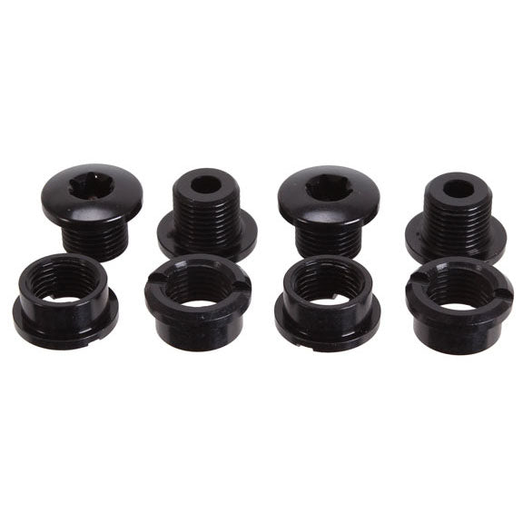 Chainring Bolts and Hardware Absolute Black absoluteBLACK Chainring Bolt Set - Short Bolts and Nuts Set of 4 Black Dark Slate Gray