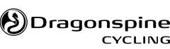 Premium Dragonspine Cycling logo with a sleek black dragon emblem and modern text, representing elite performance cycling gear and design transparent background