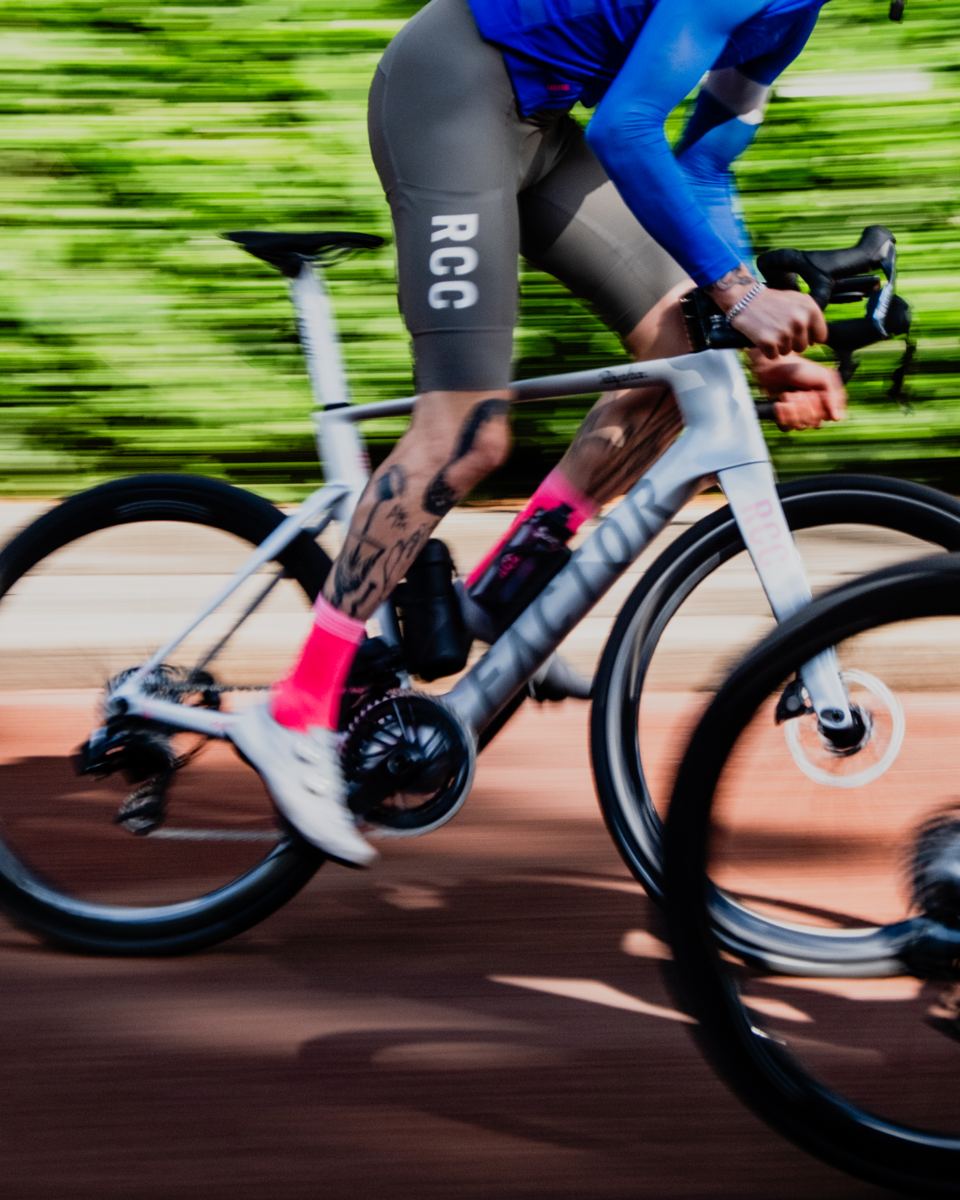 RCC rider on a Factor Rapha Edition bike