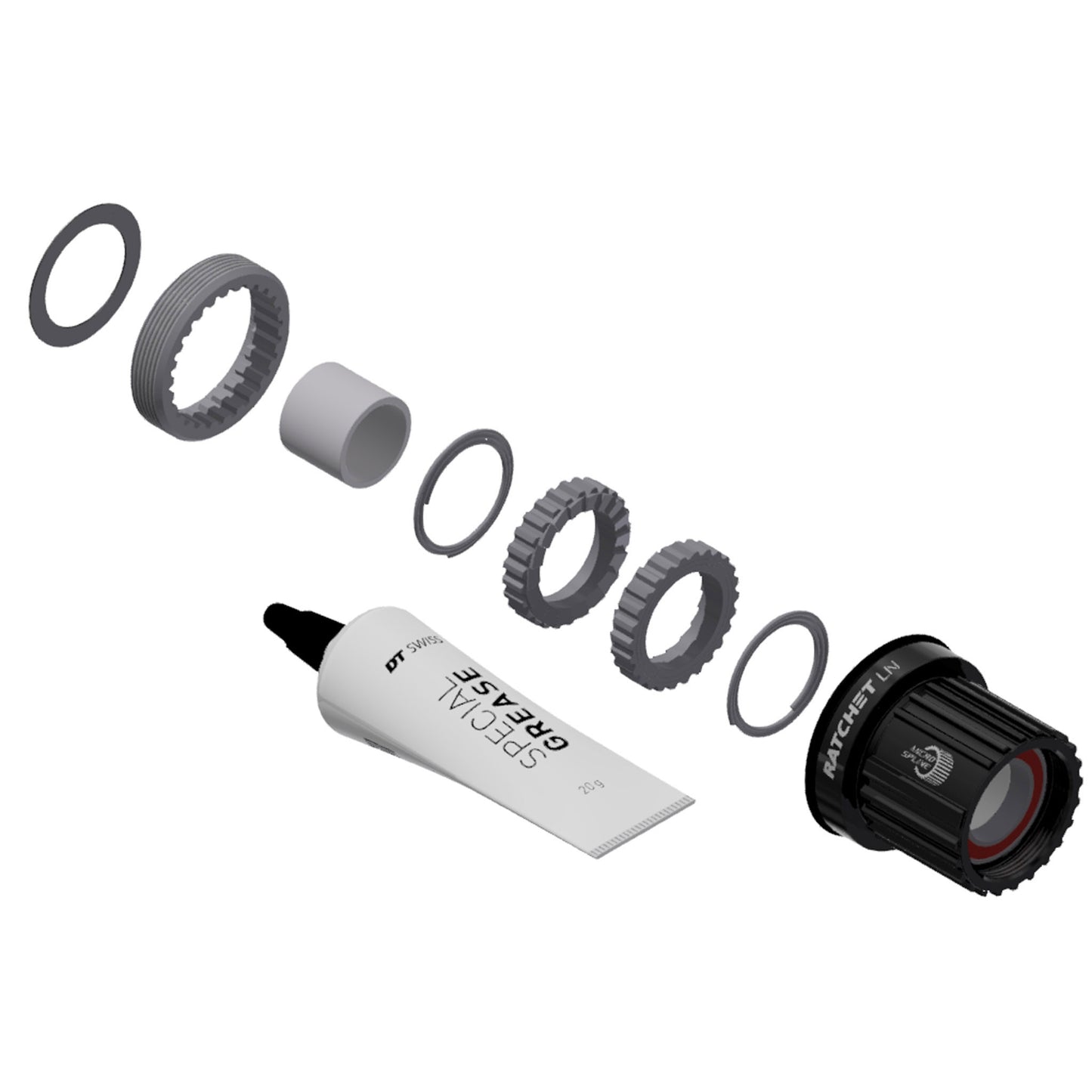 Hub Parts DT Swiss DT Swiss 370 Ratchet LN 18t Upgrade Kit MS FH Body  > Dark Slate Gray