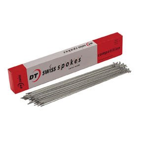Spokes DT Swiss DT Swiss Competition Spoke: 2.0/1.8/2.0mm 296mm J-bend Silver Box of 100 Rosy Brown