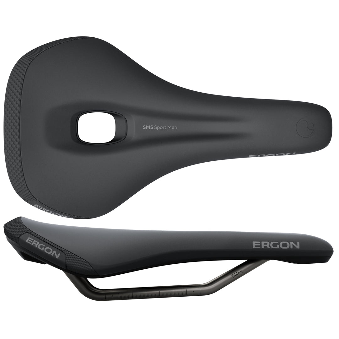 Saddles Ergon Ergon SMS Sport Saddle - TiNox XP Black Mens Medium/Large Dark Slate Gray