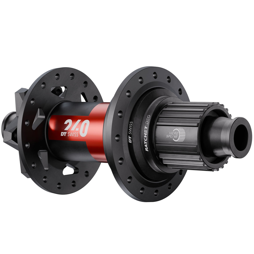 DT Swiss 240 DEG Rear Hub - 12 x 148mm 6-Bolt Micro Spline BLK/Red 28H DEG 90 DF