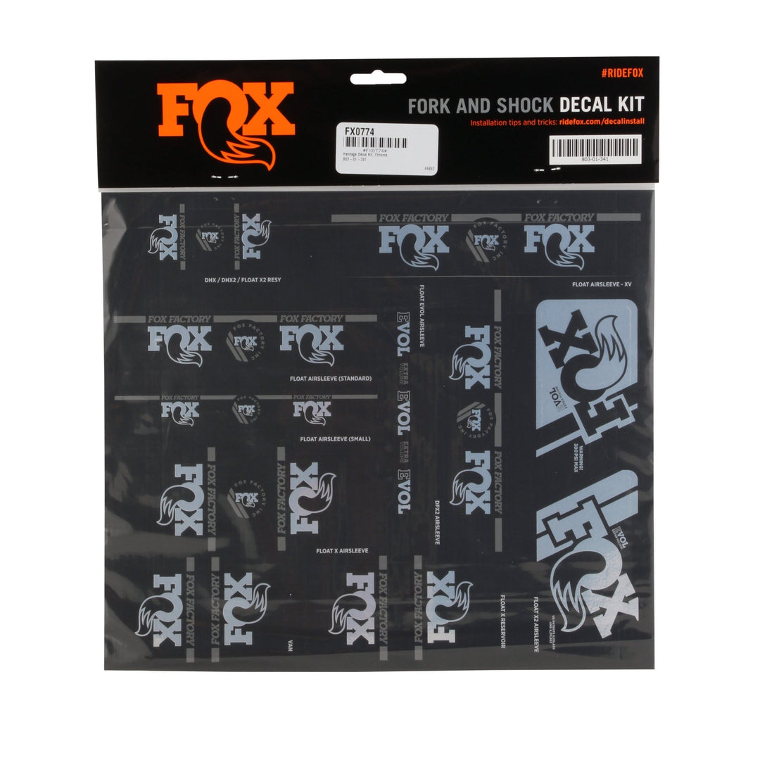Sticker/Decal Fox Shox FOX Heritage Decal Kit for Forks and Shocks Chrome Dark Slate Gray