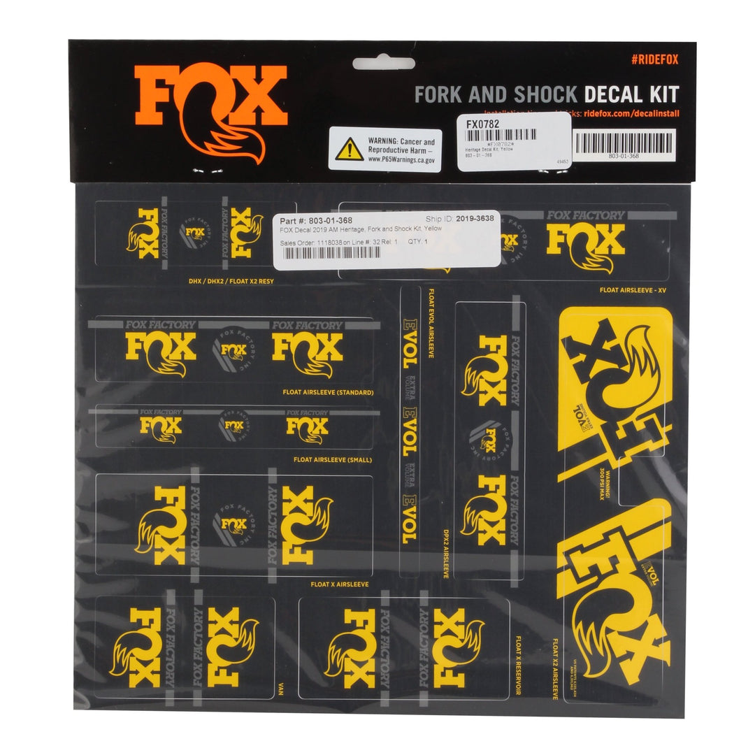 Sticker/Decal Fox Shox FOX Heritage Decal Kit for Forks and Shocks Yellow Dark Slate Gray