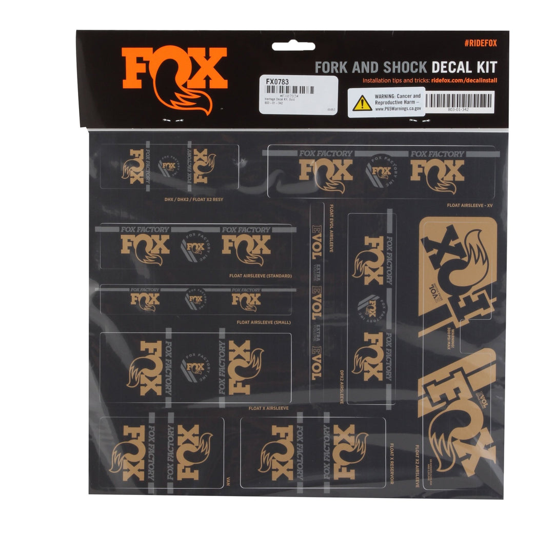 Fork Service Kits Fox Shox Fox Shox Heritage Decal Kit Gold Dark Slate Gray