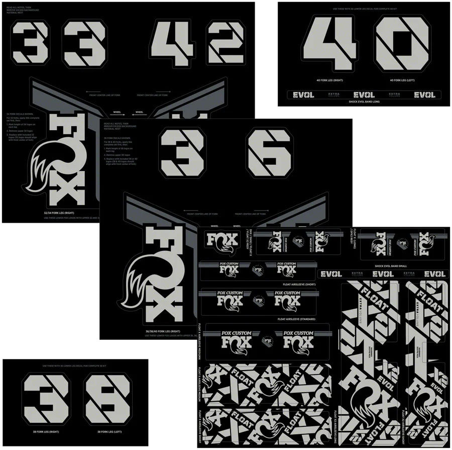 Sticker/Decal Fox Shox FOX Fork and Shock Decal Kit - Battleship Gray Black