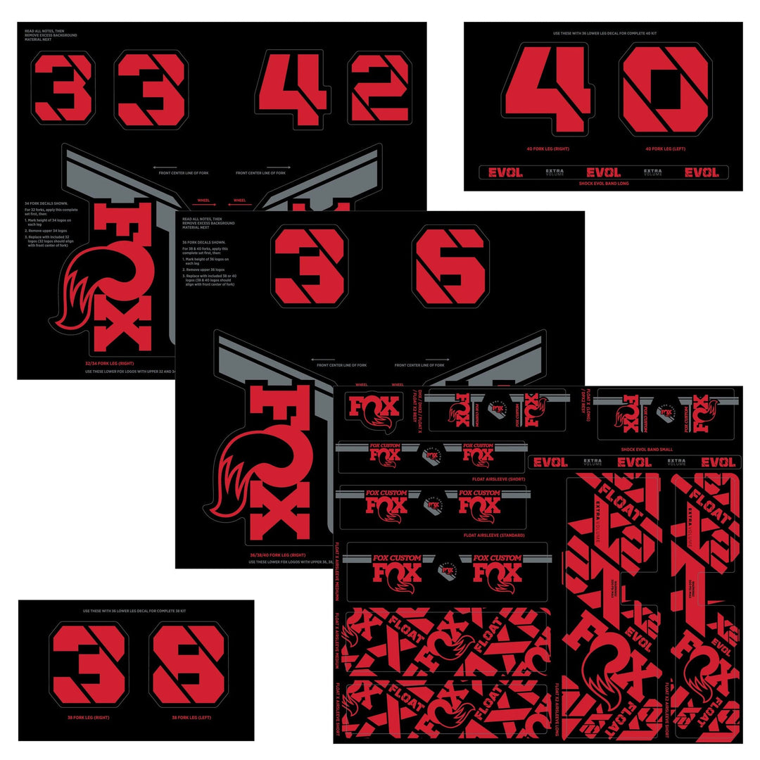 Sticker/Decal Fox Shox FOX Fork and Shock Decal Kit - Red Black