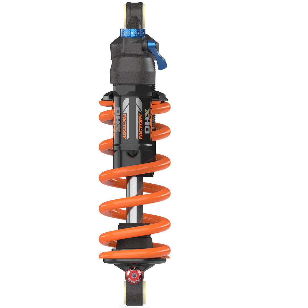 Rear Shocks Fox Shox FOX DHX Factory Rear Shock - Trunnion Metric 185 x 55 mm 2-Position Lever Hard Chromoly Damper Shaft Dark Slate Gray
