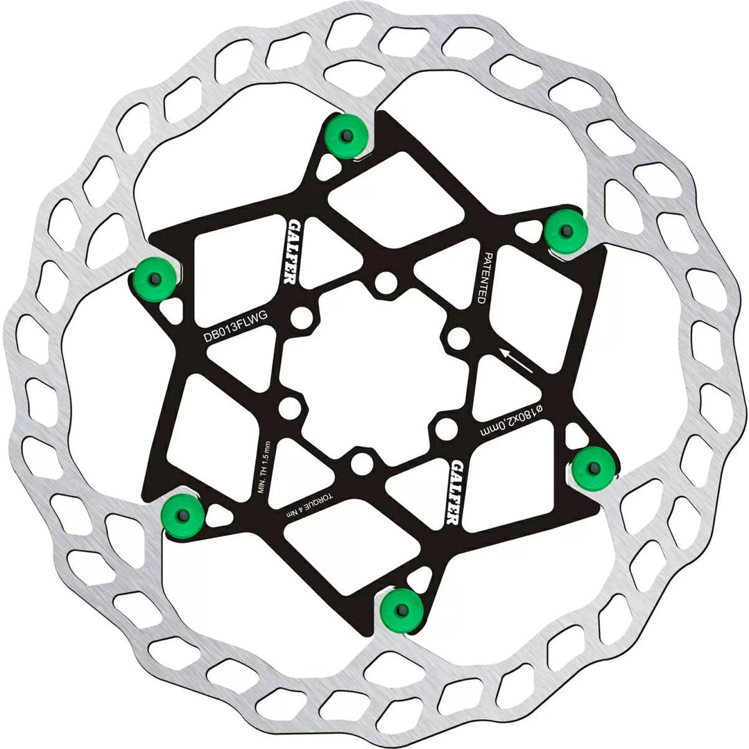 Disc Rotor Galfer Galfer Floating Wave Disc Brake Rotor - 180mm x 2.0mm 6-Bolt Green Light Gray