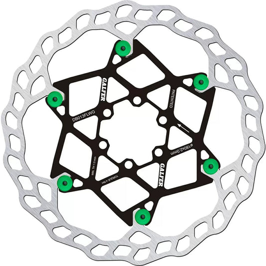Disc Rotor Galfer Galfer Floating Wave Disc Brake Rotor - 180mm x 2.0mm 6-Bolt Green Light Gray