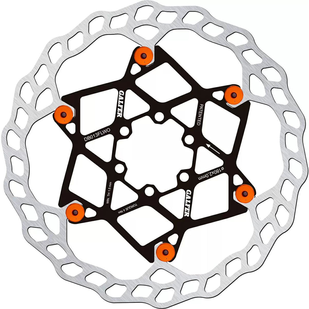 Disc Rotor Galfer Galfer Floating Wave Disc Brake Rotor - 180mm x 2.0mm 6-Bolt Orange Light Gray