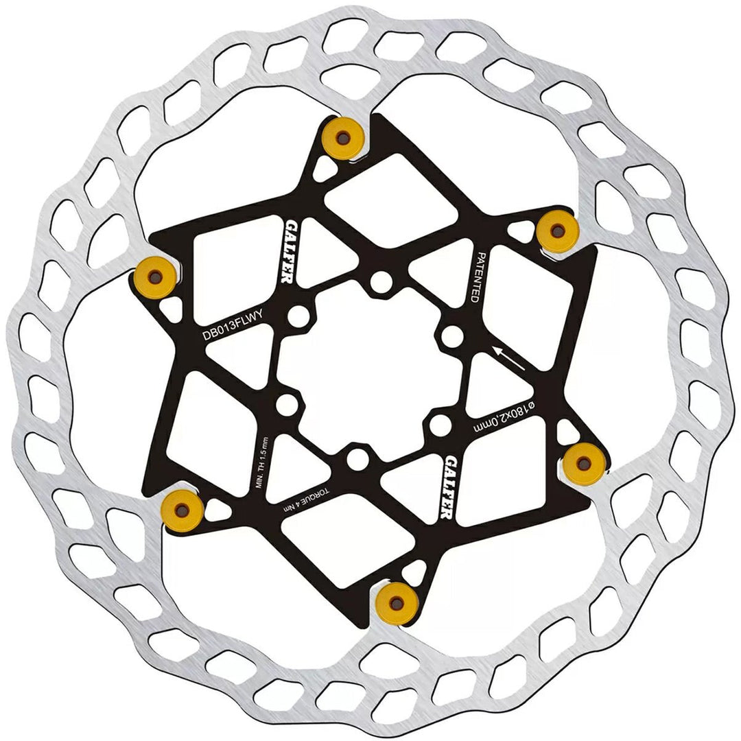 Disc Rotor Galfer Galfer Floating Wave Disc Brake Rotor - 180mm x 2.0mm 6-Bolt Yellow Black