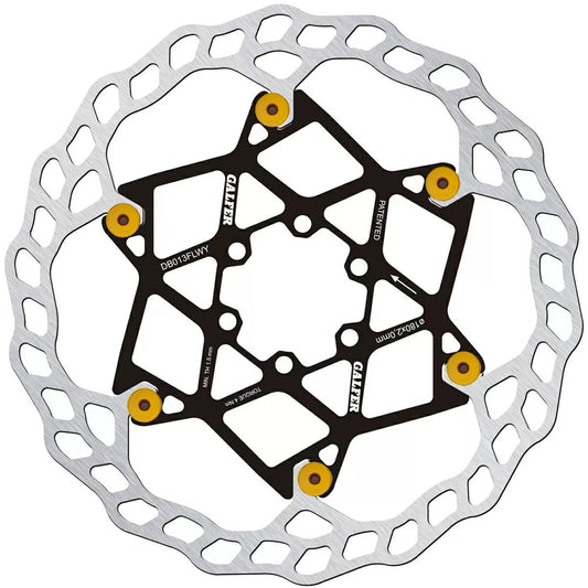 Disc Rotor Galfer Galfer Floating Wave Disc Brake Rotor - 180mm x 2.0mm 6-Bolt Yellow Black