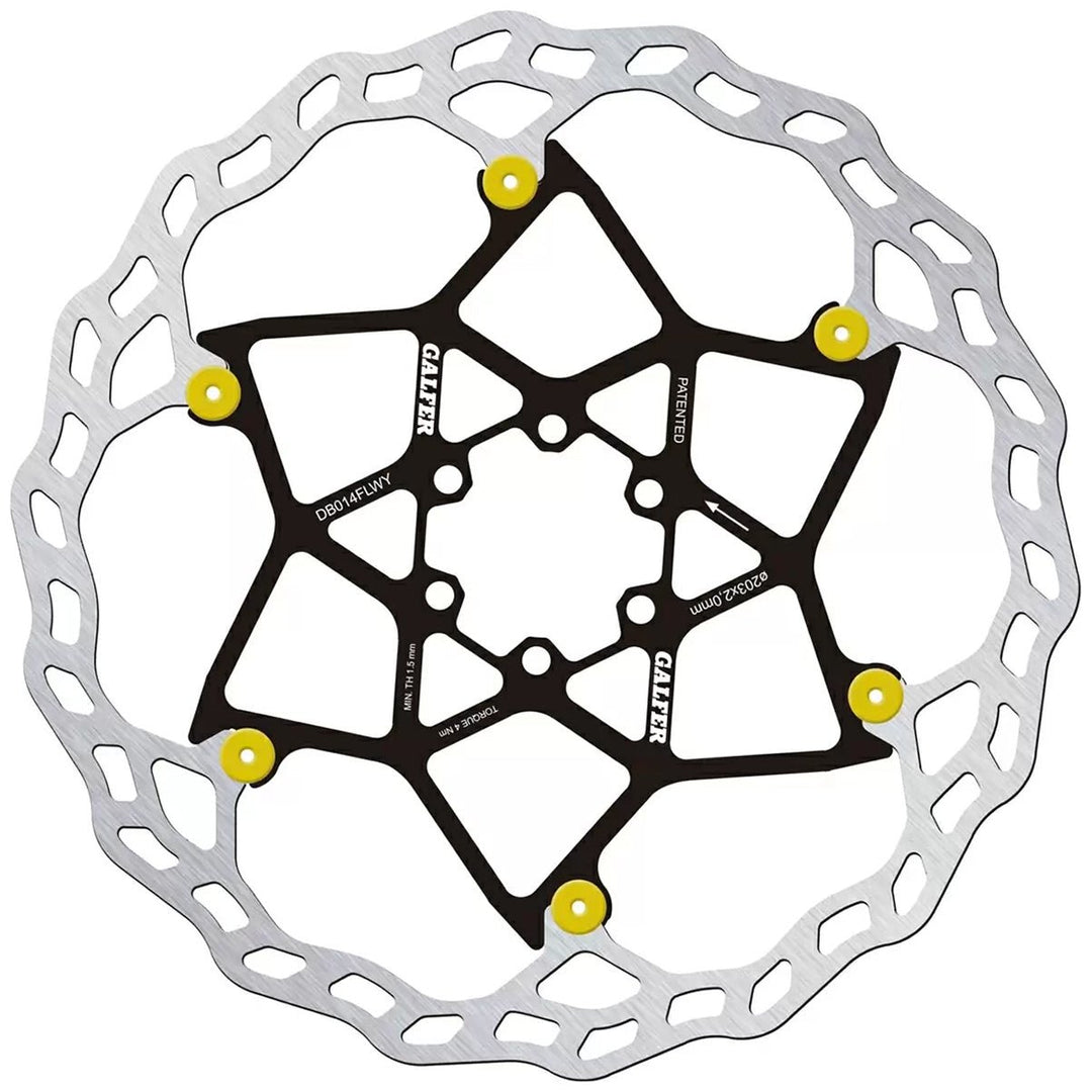 Disc Rotor Galfer Galfer Floating Wave Disc Brake Rotor - 203mm x 2.0mm 6-Bolt Yellow Black
