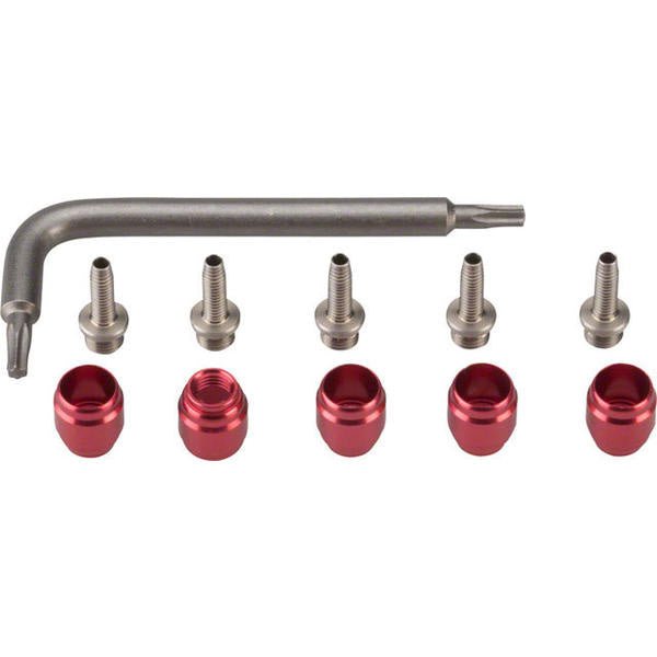 Disc Hose and Parts SRAM SRAM Stealthamajig Hydraulic Disc Brake Hose Fitting Kit Includes 5 Threaded Hose Barbs 5 Compression Fittings 1 T8 Torx Wrench Dim Gray