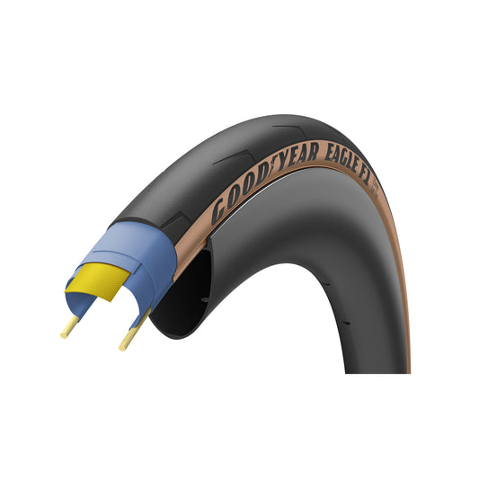 Tires Goodyear Goodyear Eagle F1 Tube Type Tire 700 x 25c Tan Dark Slate Gray