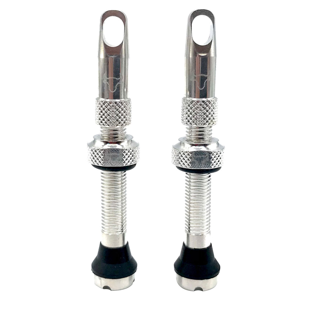 Tubeless Valves Hold Fast Cycling Hold Fast Cycling Tubeless Valve Stem 42mm (Pair) - Silver Gray