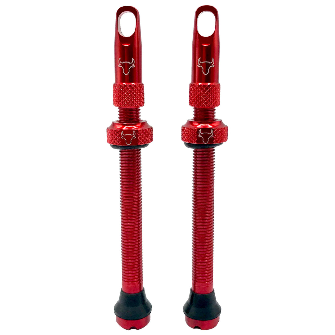 Tubeless Valves Hold Fast Cycling Hold Fast Cycling Tubeless Valve Stem 65mm (Pair) - Red Brown