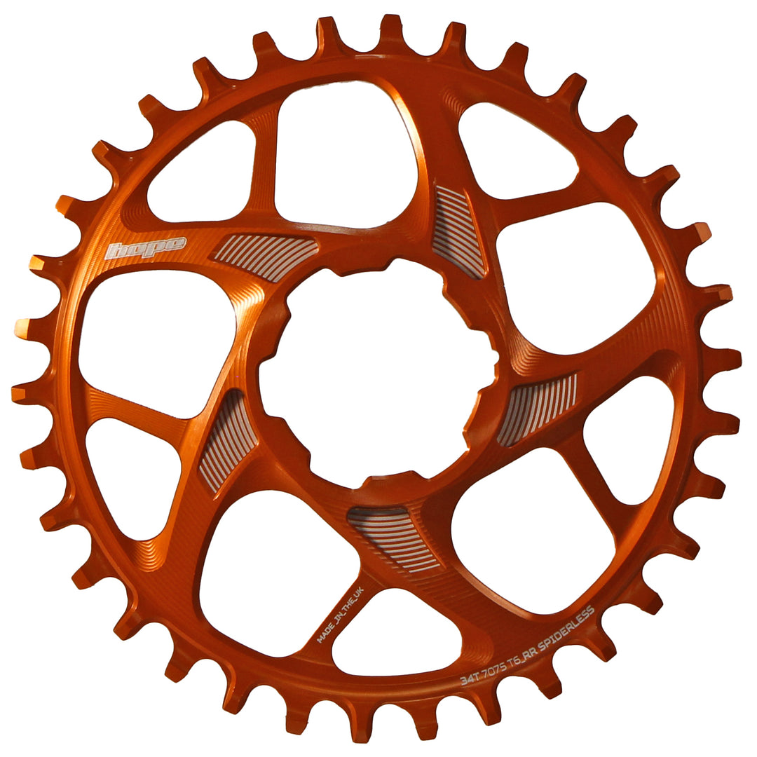 Chainrings Hope Hope R22 Spiderless Retainer Ring 34t Orange Saddle Brown