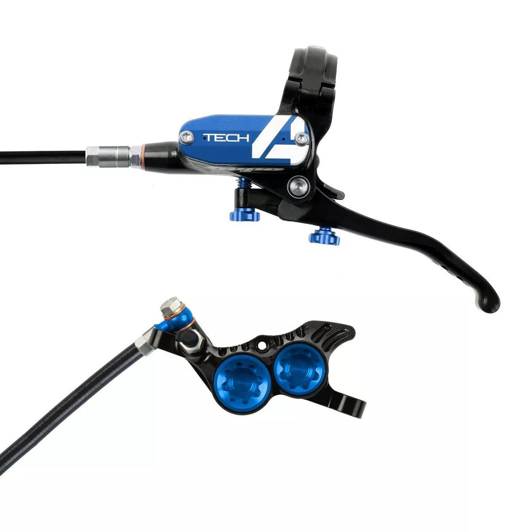 Disc Brake & Lever Hope Hope Tech 4 V4 Disc Brake and Lever Set - Front Hydraulic Post Mount Blue Dark Slate Gray