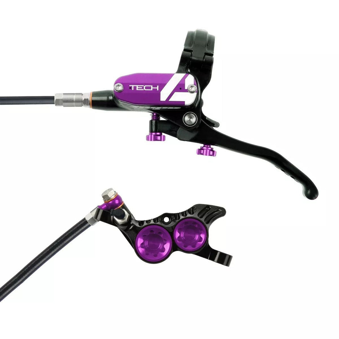 Disc Brake & Lever Hope Hope Tech 4 V4 Disc Brake and Lever Set - Rear Hydraulic Post Mount Purple Dark Slate Gray