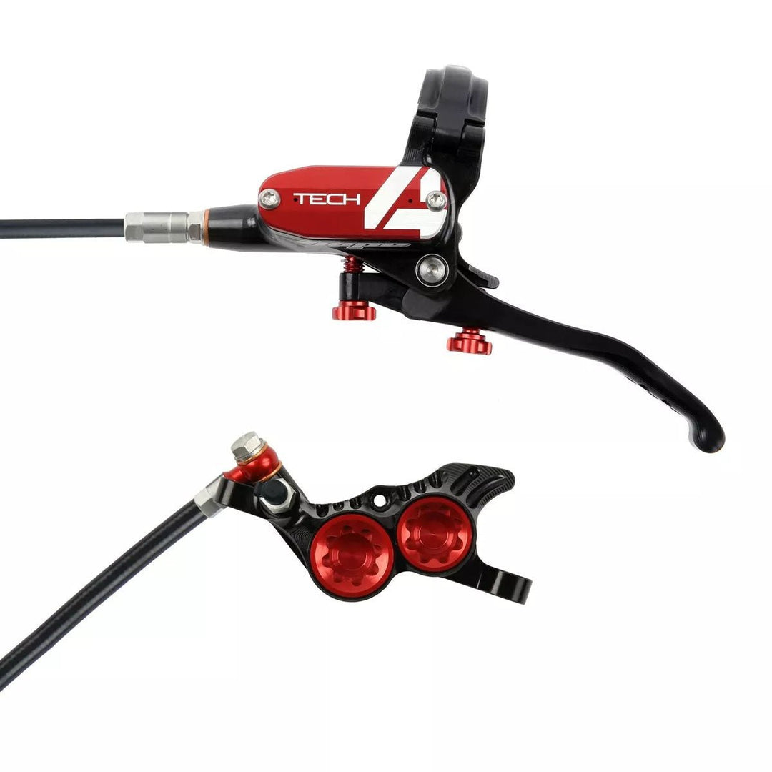 Disc Brake & Lever Hope Hope Tech 4 V4 Disc Brake and Lever Set - Rear Hydraulic Post Mount Red Dark Slate Gray