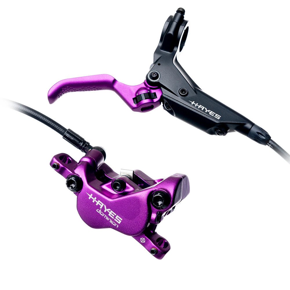 Disc Brake & Lever Hayes Hayes Dominion A4 Disc Brake Lever - Front Rear Hydraulic Post Mount Purple/BLK Dark Slate Gray