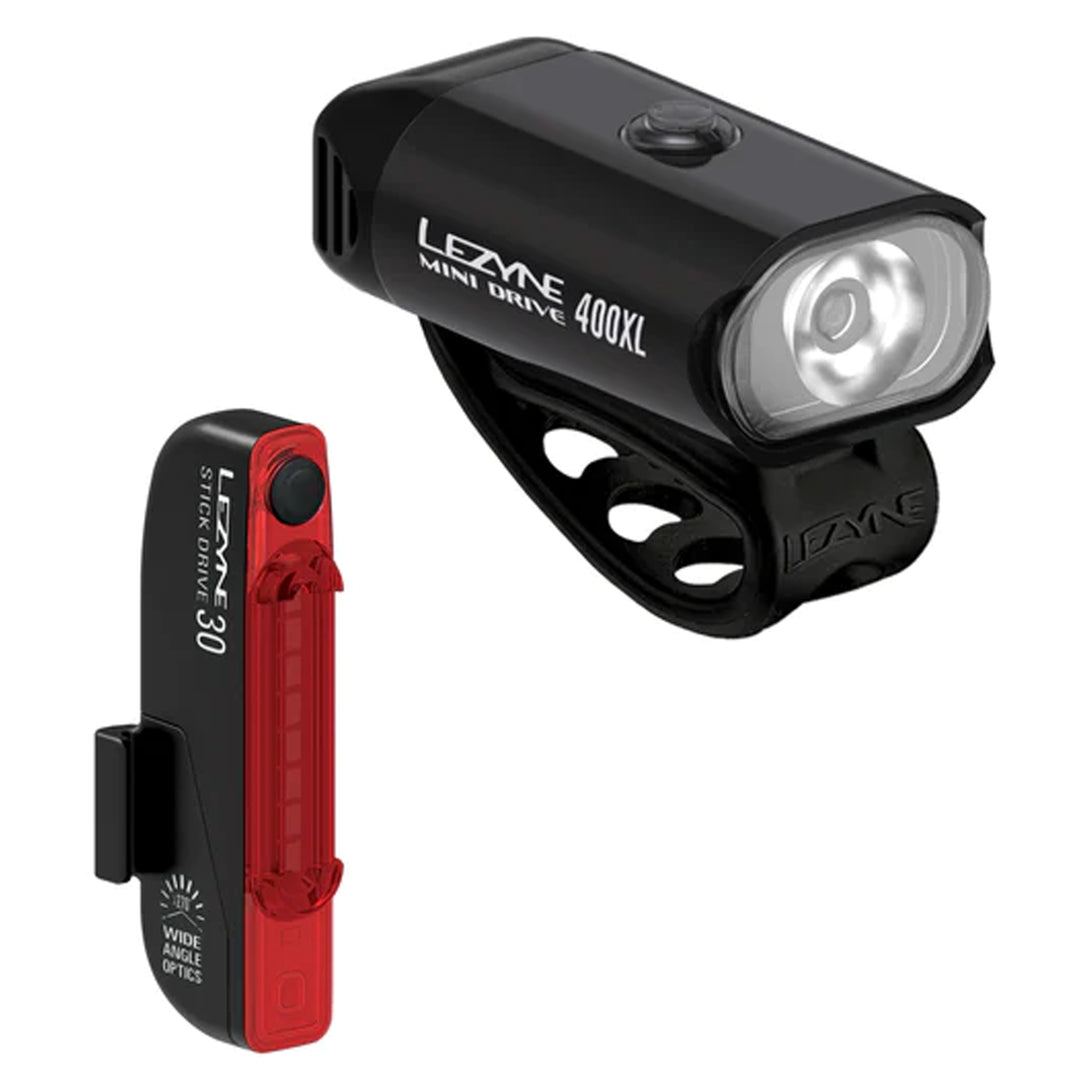 Lezyne Mini Drive 400 and Stick 30 Light Pair Blk/ Blk  