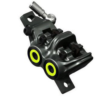 Disc Brake Calipers Magura Magura MT7 Disc Brake Caliper - Front Rear Post Mount 4-Piston Gray/YLW Dark Slate Gray