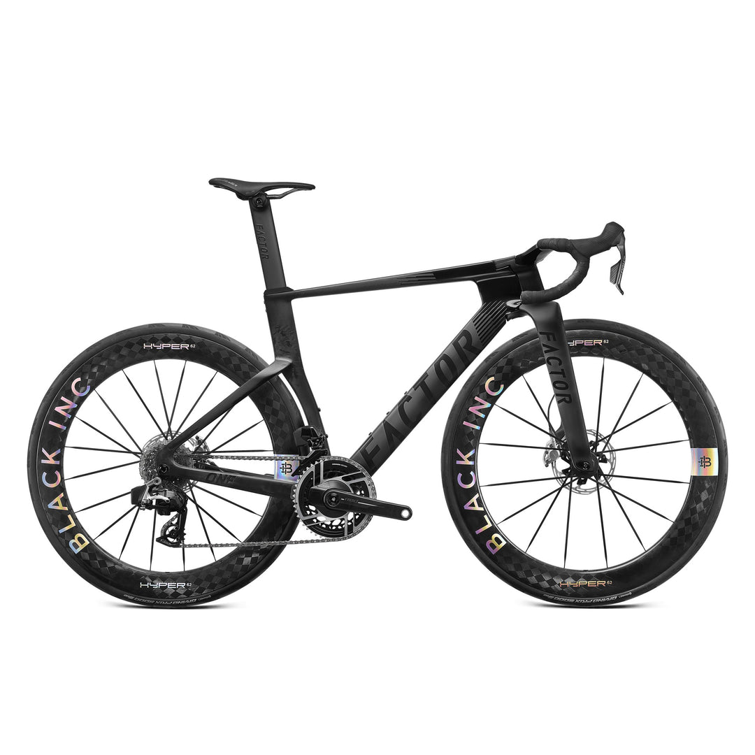Factor ONE in Onyx Black, SRAM Red, Black Inc HYPER 62, studio photo