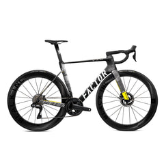 Factor OSTRO VAM in Geometric, Shimano Ultegra, Black Inc 48|58 black wheels, studio photo