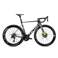 Factor OSTRO VAM in Geometric, Shimano Ultegra, Black Inc 48|58 silver wheels, studio photo