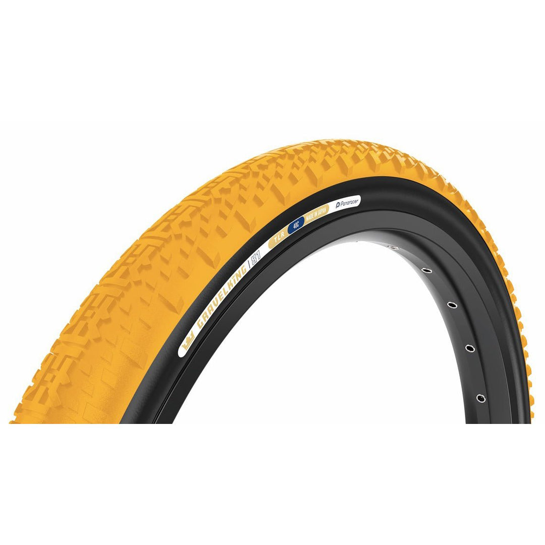 Tires Panaracer Panaracer GravelKing X1 Tire - 700 x 45 Tubeless Folding Honey Butter/Black Goldenrod