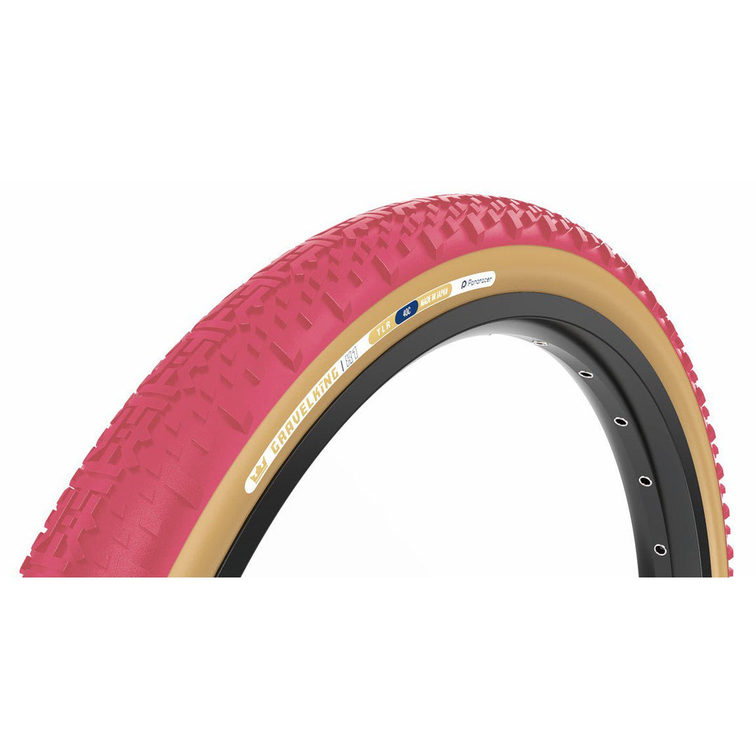 Tires Panaracer Panaracer GravelKing X1 Tire - 700 x 45 Tubeless Folding Cranberry/Brown Pale Violet Red
