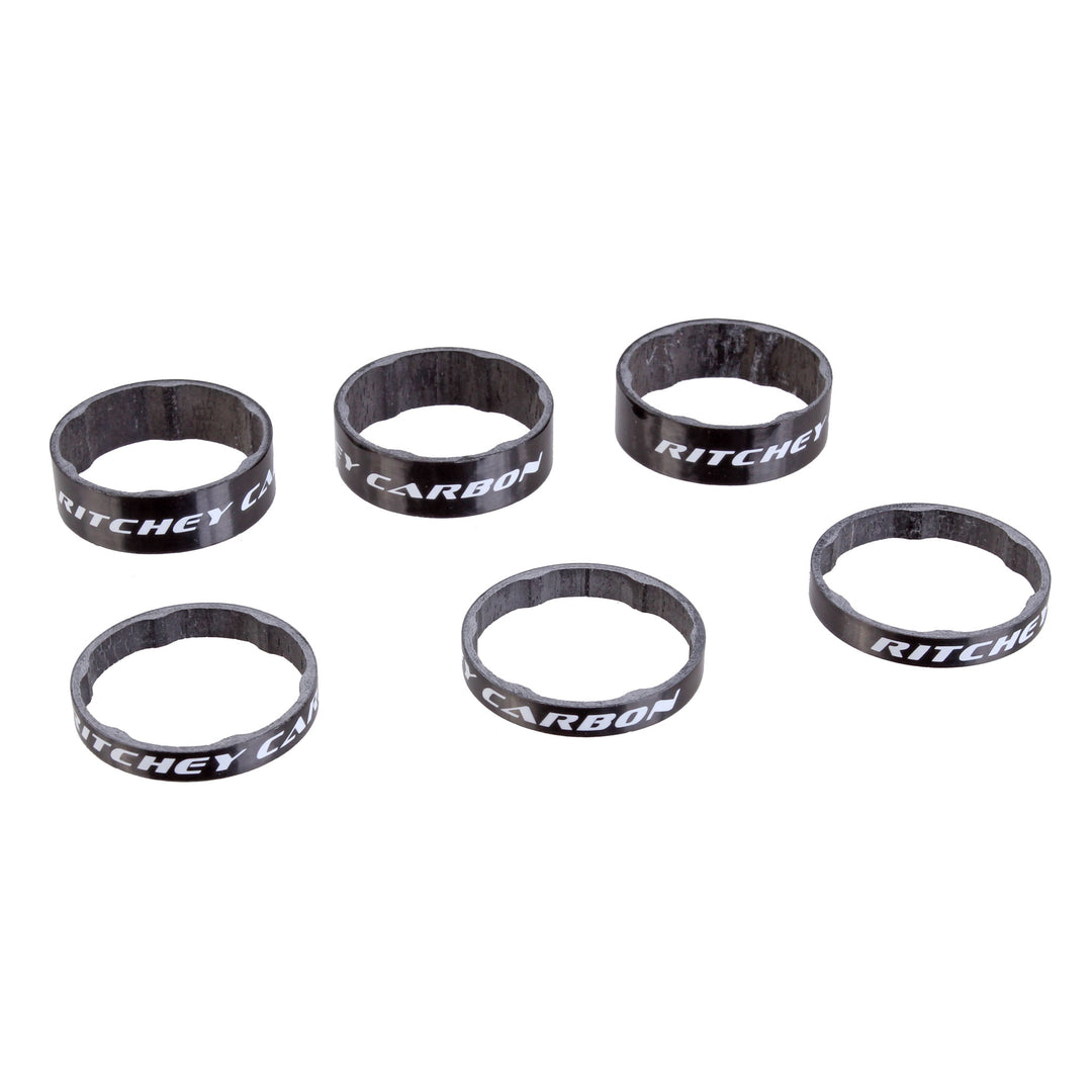 Headset Spacers Ritchey Ritchey WCS Headset Stack Spacer - 1-1/8" 3x5mm 3x10mm Carbon Gloss BLK Dark Slate Gray
