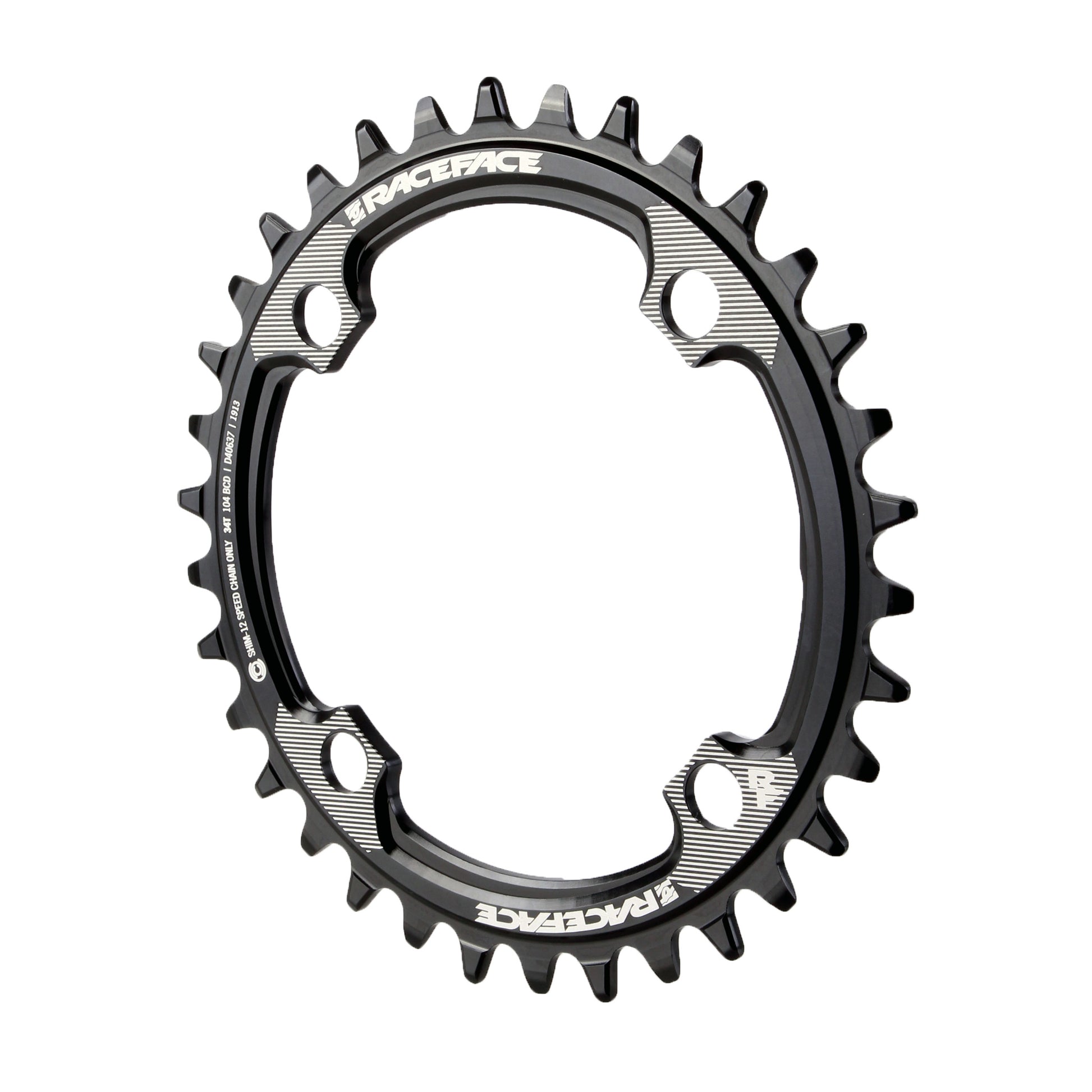 Chainrings Race Face RaceFace 1x 104 BCD Hyperglide+ Chainring - 32t 104 BCD 4-Bolt Requires Shimano 12-speed Hyperglide+ Chain 7075 Aluminum BLK Dark Slate Gray