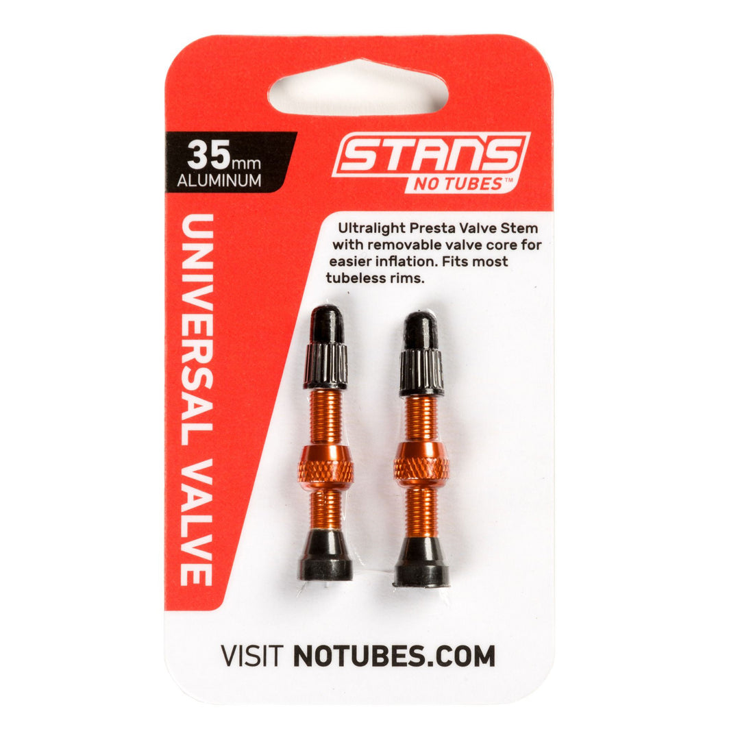 Tubeless Valves Stans No Tubes Stans Alloy Valve Stems - 35mm Pair Orange Tomato