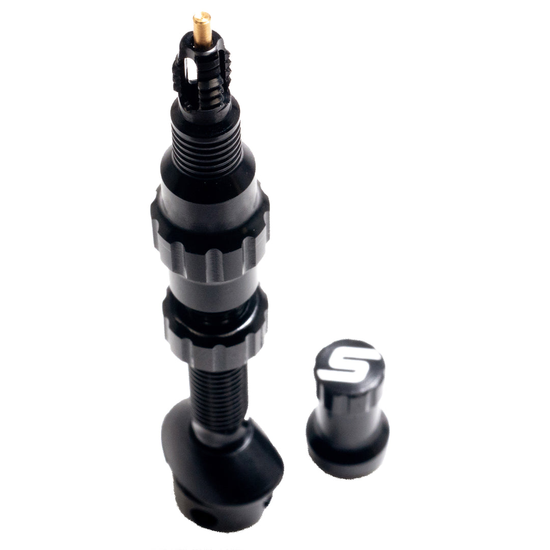 Tubeless Valves Stans No Tubes Stans Tubeless Exo-Core Valve Stems - Alloy Medium Black Pair Dark Slate Gray