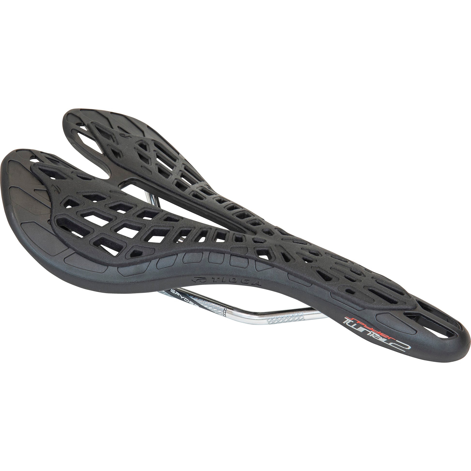 Saddles Tioga Tioga Spyder TwinTail 2 Saddle Titanium Rail - Black Dark Slate Gray