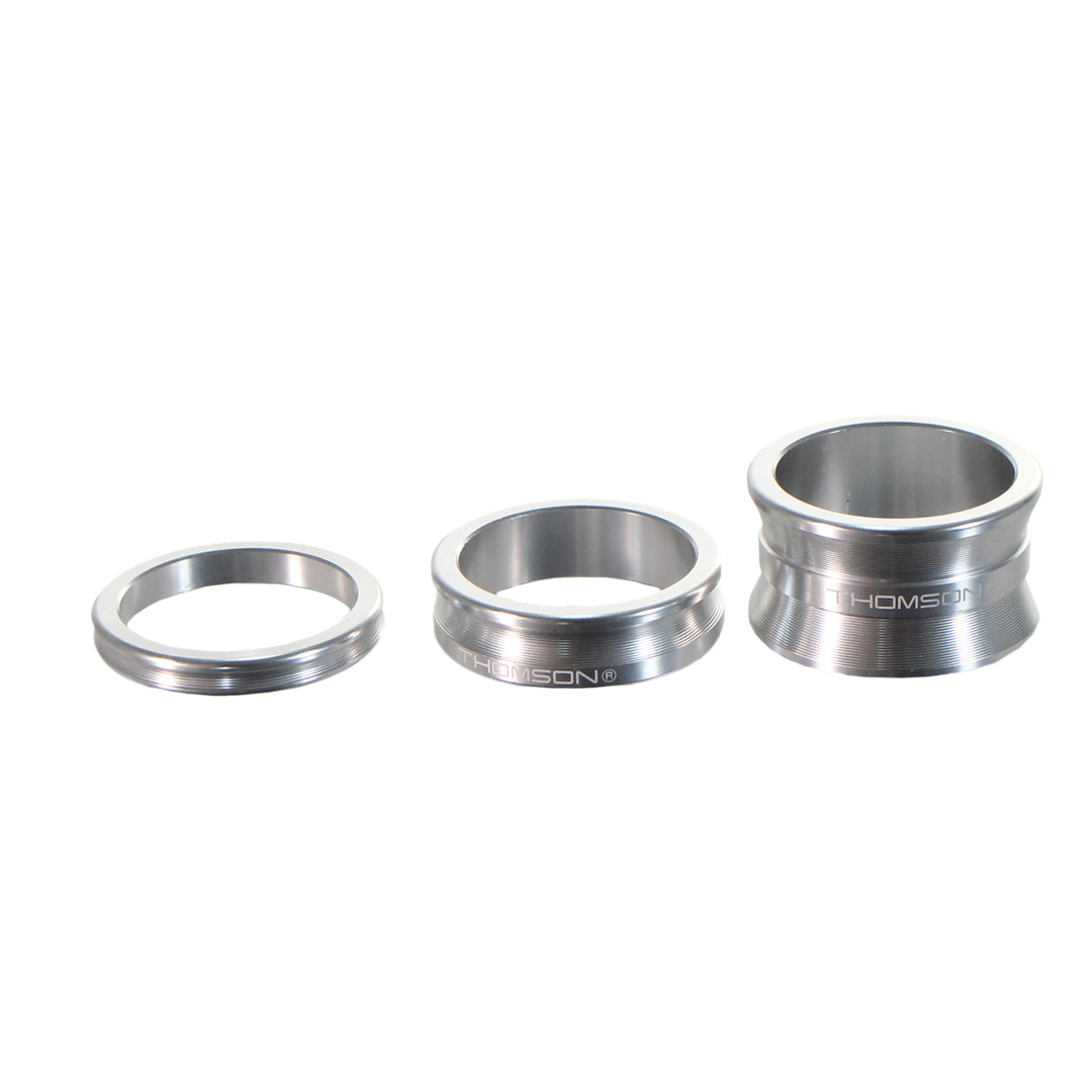 Headset Spacers Thomson Thomson Aluminum Headset Spacer Pack 1-1/8" Silver 3/Count Light Slate Gray